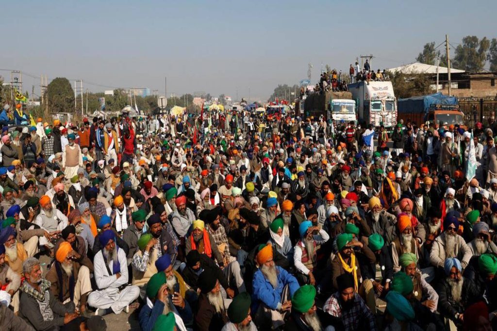 Farmers during a hunger strike because of the new law reforms