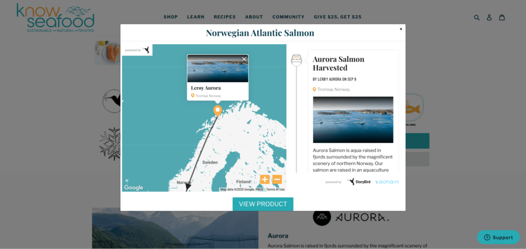 Screenshot of the StoryBird journey of KnowSeafood's salmon