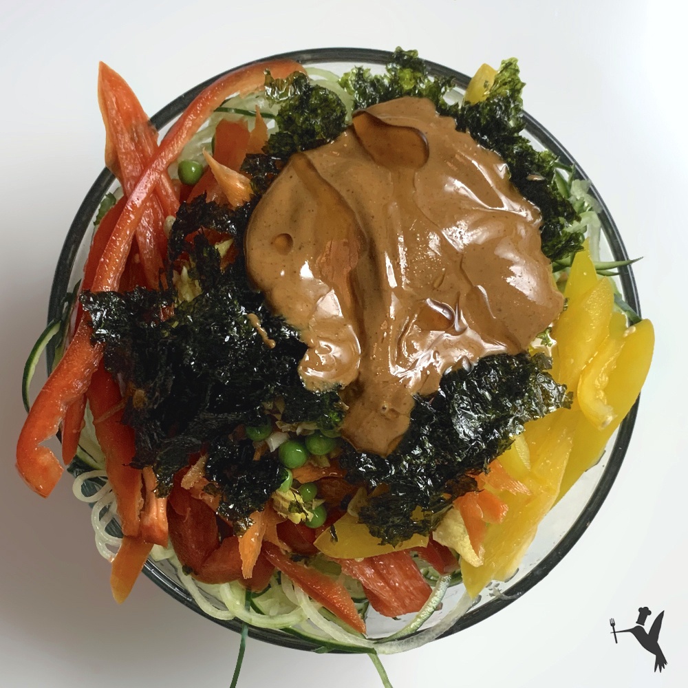 Lavi's spicy peanut butter raw vegan pad thai