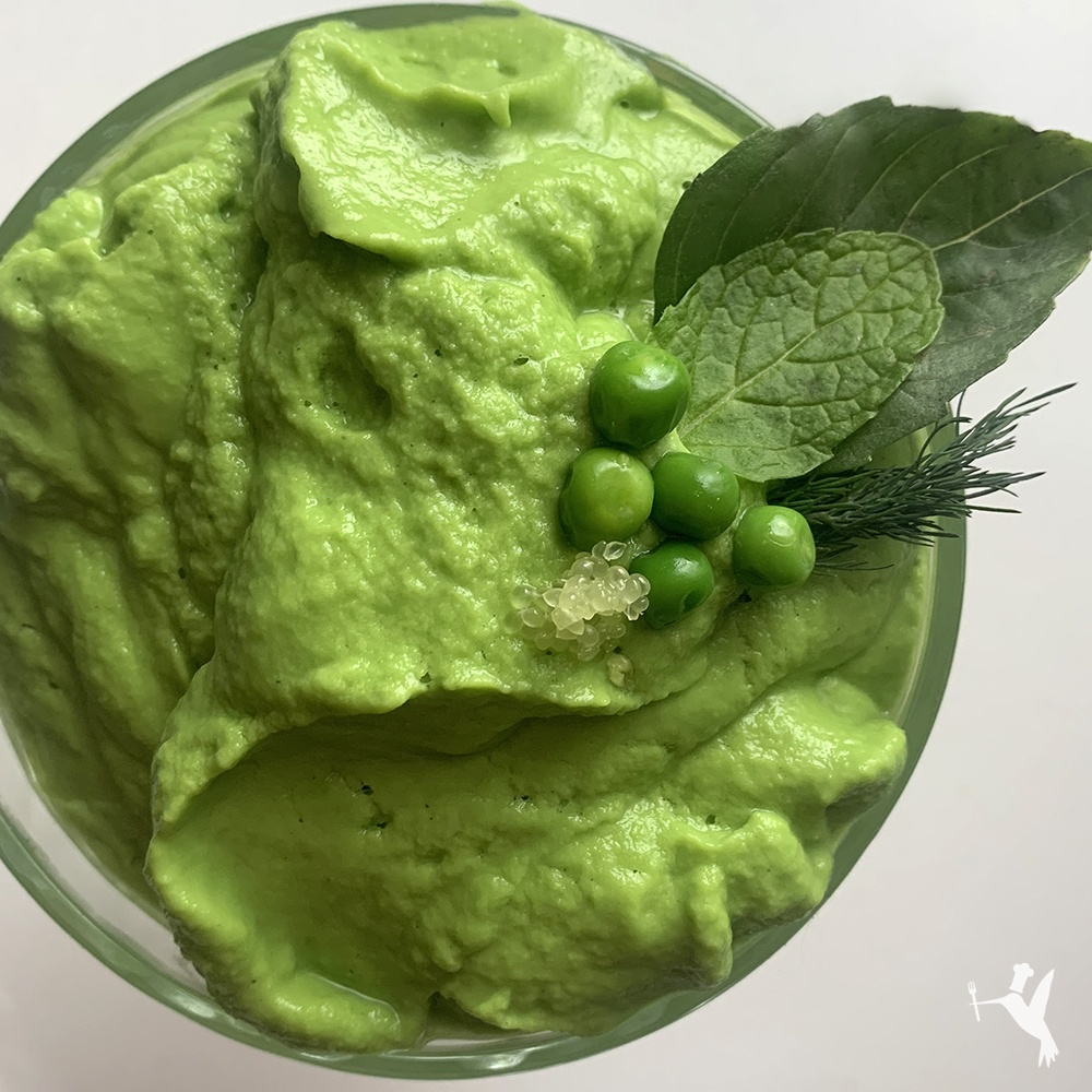 Raw vegan green pea soup by Producers Recipes